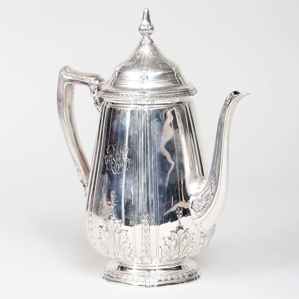 Appraisal: Reed Barton Silver Coffee Pot Marked 'Sterling' monogrammed in high