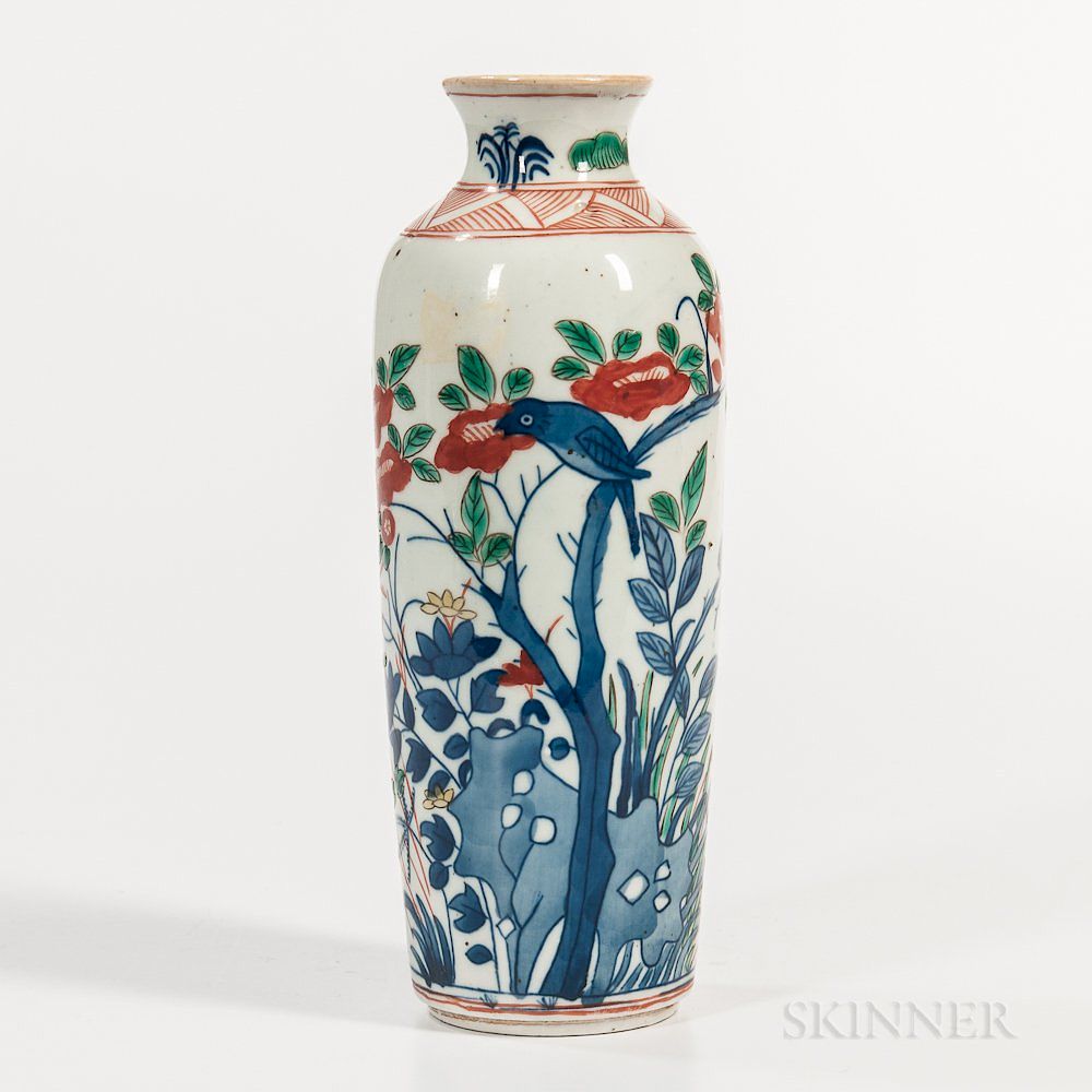 Appraisal: Wucai Sleeve Vase Wucai Sleeve Vase China cylindrical form with