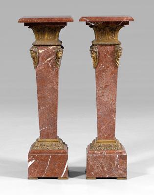 Appraisal: Pair bronze-mounted marble pedestals each with revolving square top bronze