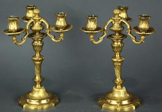 Appraisal: Pair of Regence style ormolu candelabra Pair of Regence style