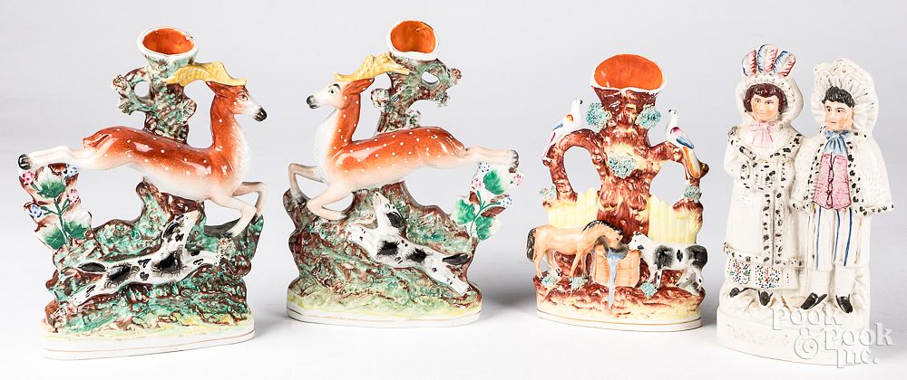 Appraisal: Group of Staffordshire spill vases and figures Group of Staffordshire