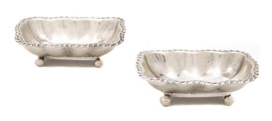 Appraisal: Pair of English Silver Salts London marks obscured each of