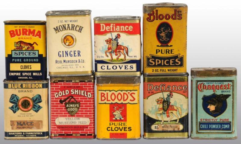 Appraisal: Lot of Spice Tins Description Solid grouping with outstanding color