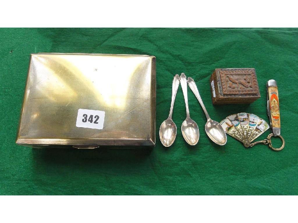 Appraisal: A box of miscellaneous containing three silver spoons a Nymph