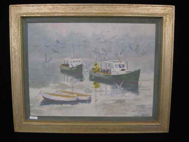 Appraisal: John D Bowman Lobster Boats at Rockport Mass Oil ''