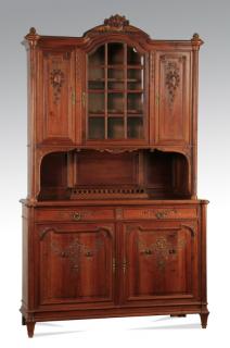 Appraisal: th c French carved walnut buffet h French Provincial carved