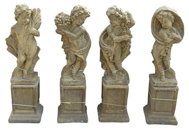 Appraisal: lot Cast stone garden statuary The Four Seasons allegorical putti