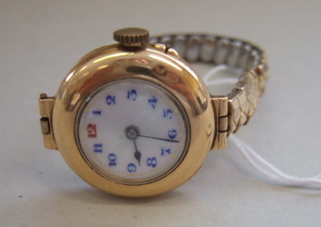 Appraisal: A ladies ct gold circular cased wristwatch the enameled dial