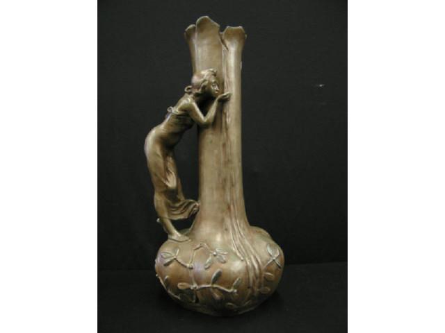 Appraisal: Victorian Art Nouveau Figural Vase maiden at the waterfall tall