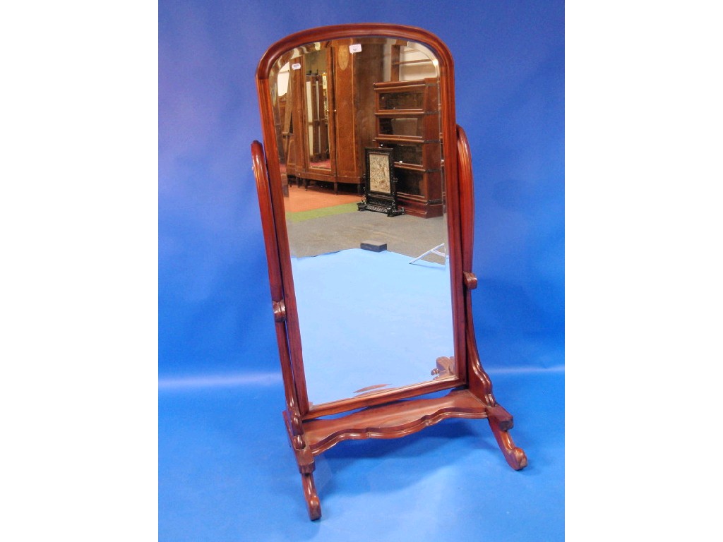 Appraisal: Victorian style cheval mirror the bevelled glass within an arched