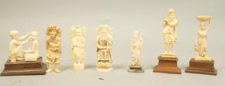 Appraisal: pc Asian Carved Figures Musician some wise men pc Asian