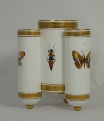 Appraisal: Mintons Tri-foil vase decorated with coloured Butterflys and Beetles height