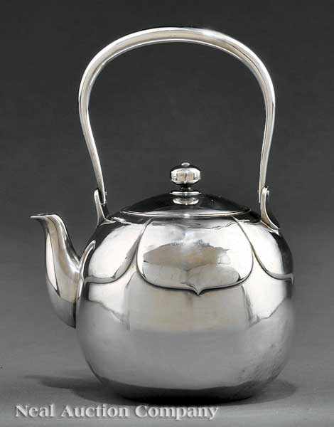 Appraisal: A Japanese Silver Teapot probably Meiji Period - persimmon form