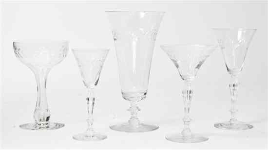 Appraisal: A Partial Set of Wheel Cut Stemware each with repeating