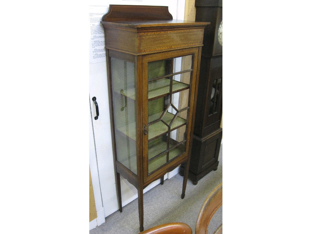 Appraisal: Edwardian mahogany crossbanded and string inlaid display cabinet