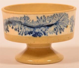 Appraisal: Yellowware Master Salt Seaweed Decoration Yellowware Pottery Footed Master Salt