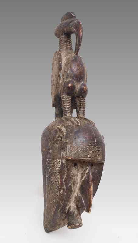 Appraisal: CARVED AFRICAN BAMBARA INITIATION MASK MALI '' x '' x