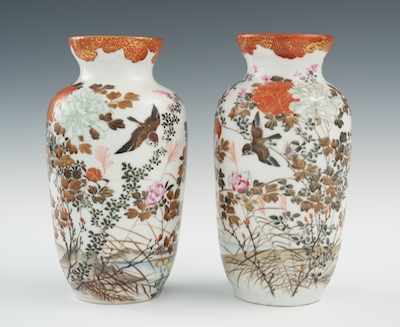 Appraisal: A Pair of Japanese Porcelain Sparrow and Flower Vases Early