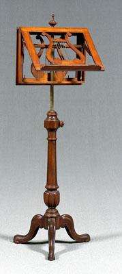 Appraisal: Classical mahogany music stand double-sided ratcheted lyre form adjustable music