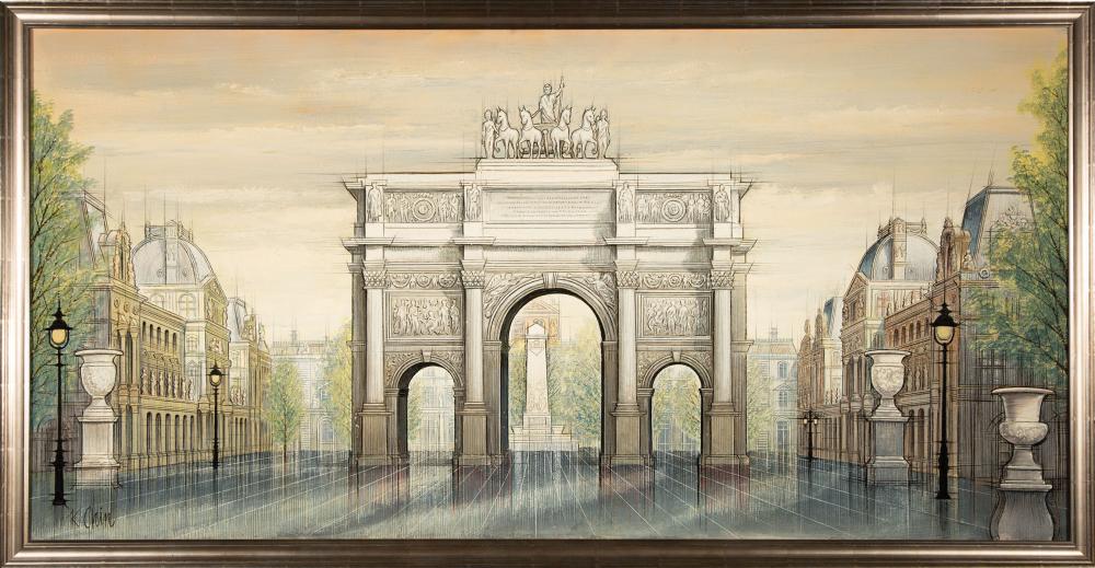 Appraisal: K Chin American - Arc de Triomphe de l'Etoile oil