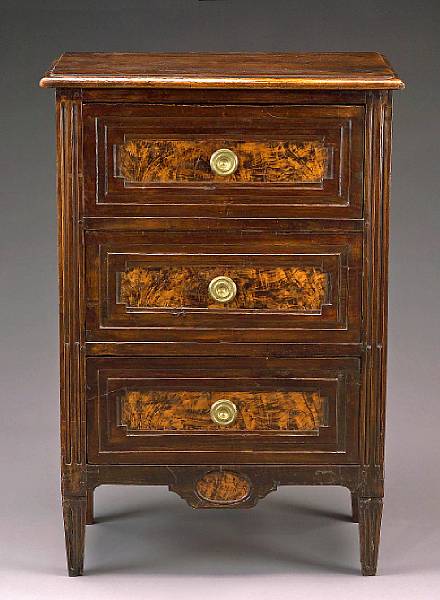 Appraisal: An Italian Neoclassical inlaid walnut chest of drawers th century