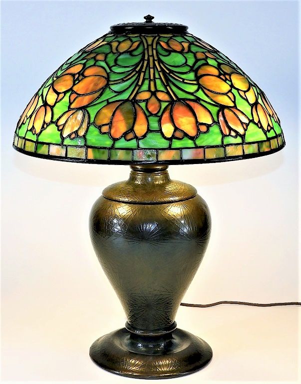 Appraisal: Tiffany Studios Crocus Pine Needle Table Lamp New York Circa