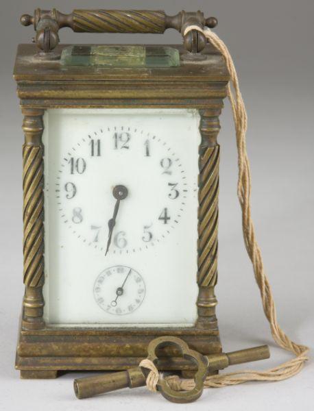 Appraisal: Antique Brass Carriage Clock unmarked time and strike brass movement