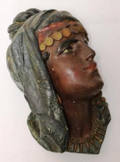 Appraisal: Cast Painted Head of a Female Blackamoor s The young