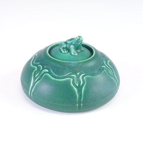 Appraisal: ROOKWOOD Z-Line inkwell with frog lid and organic design to