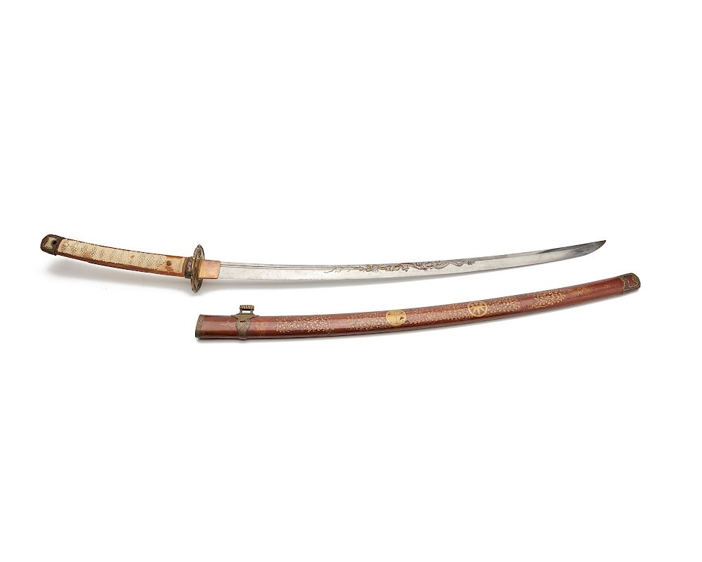 Appraisal: Japanese Sword and Scabbard th century or earlier Japanese Sword