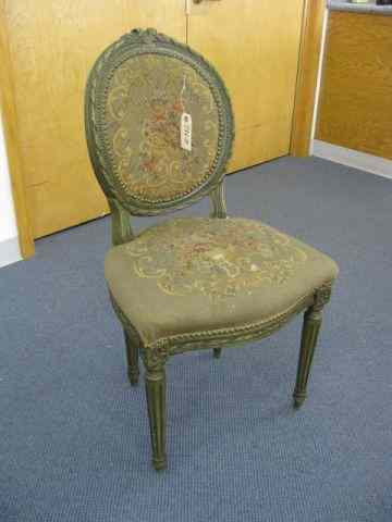 Appraisal: French Victorian Side Chair carved with needlepoint back seat