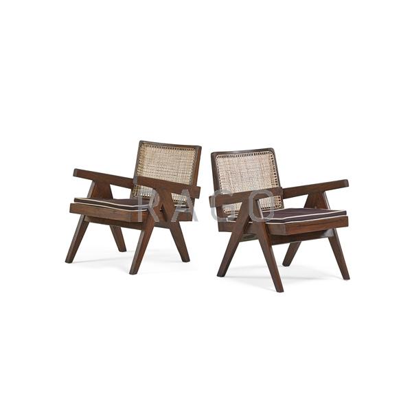 Appraisal: PIERRE JEANNERET Pair of lounge chairs Condition Report Restored excellent