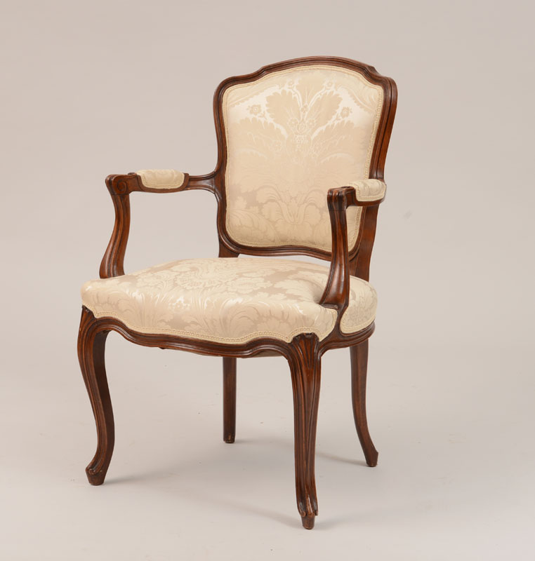 Appraisal: Louis XV Style Stained Beechwood Fauteuil en Cabriolet x x