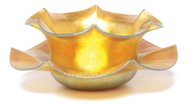 Appraisal: Steuben bowl and under plate flaring forms with ruffled rims