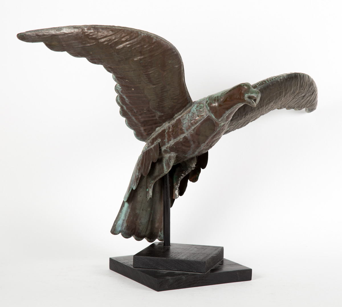 Appraisal: American copper soldered eagle weather vane figure in wing span