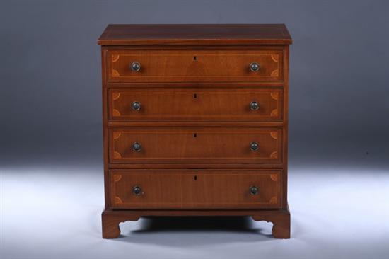 Appraisal: FEDERAL STYLE INLAID BACHELOR'S MAHOGANY FOUR-DRAWER CHEST th century Stringing