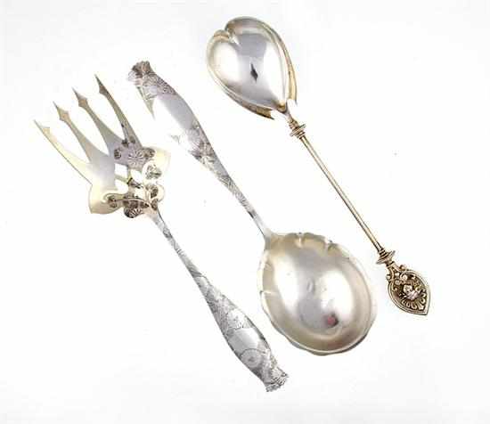 Appraisal: Whiting Pine Cone pattern sterling serving spoon and fork New