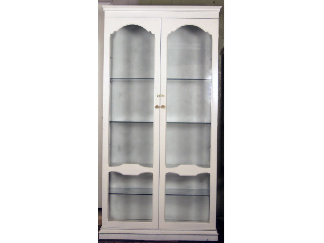 Appraisal: White contemporary glass shelf lighted china cabinet measures tall X