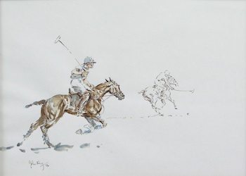 Appraisal: John King English b Polo Watercolor and ink sketch over