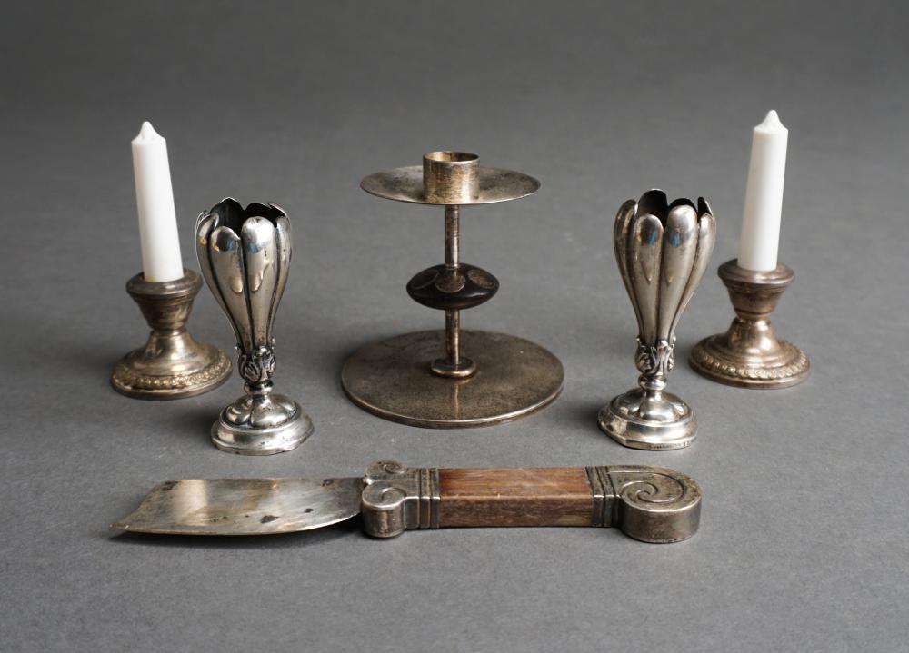 Appraisal: WILLIAM SPRATLING STERLING AND ROSEWOOD CANDLEHOLDER AND A HECTOR AGUILAR