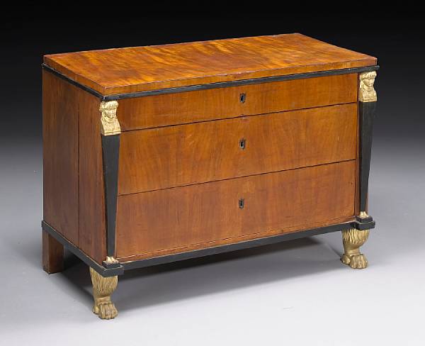 Appraisal: An Italian Neoclassical mahogany parcel gilt and ebonized chest of