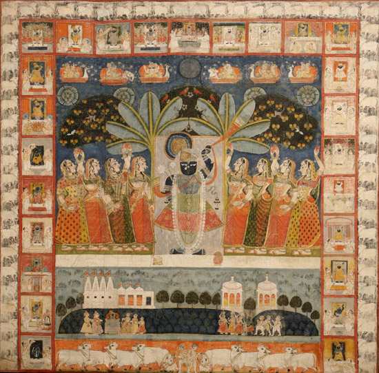 Appraisal: Indian Wall Hanging Picchvai of Sri-Nathji and Sarat Purnima From