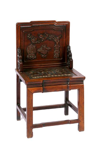 Appraisal: A pair of Chinese hardwood side chairs height in width