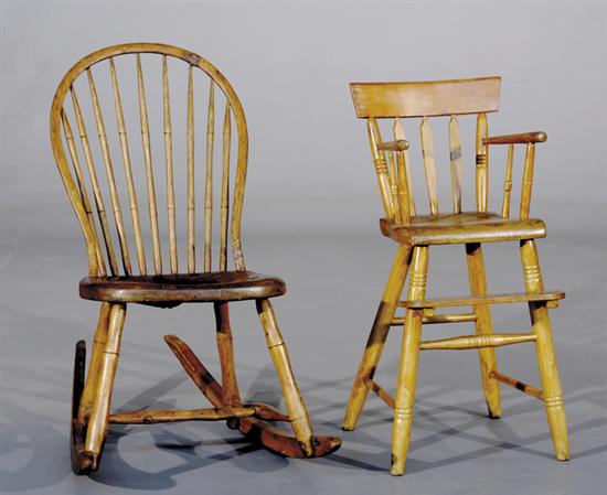 Appraisal: Pennsylvania chair and high chair Victorian maple and cane side