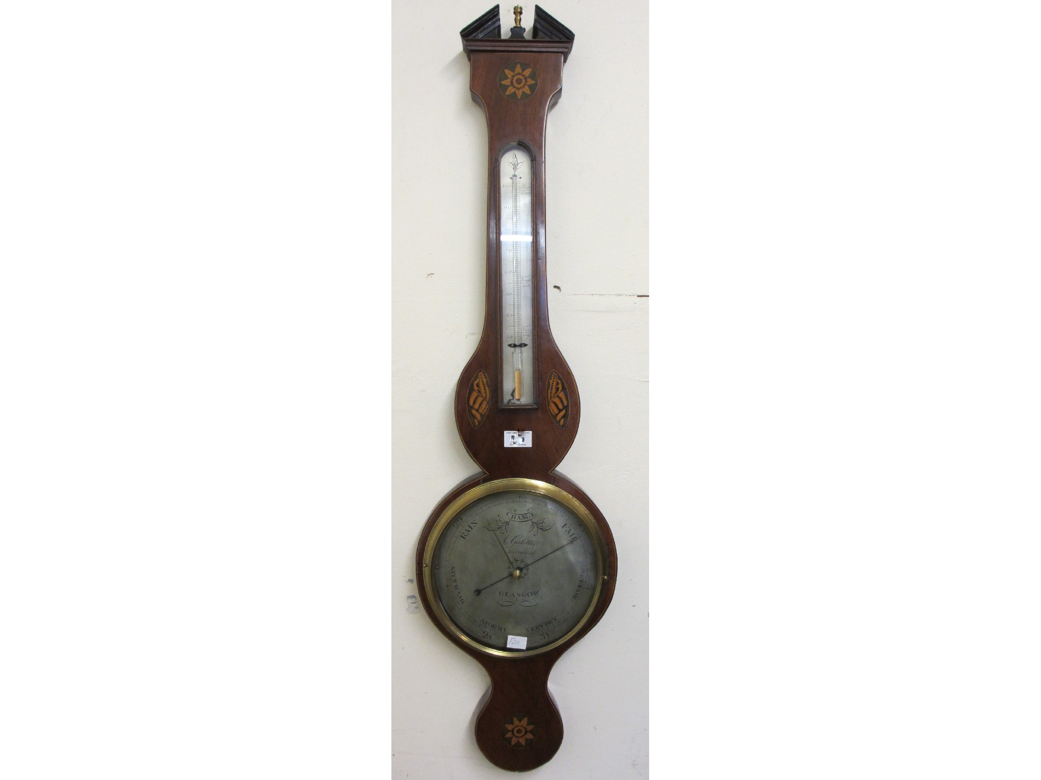 Appraisal: A George III Galetti mahogany wheel barometer and thermometer