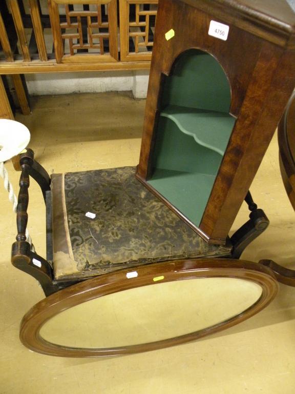 Appraisal: A small mahogany corner cabinet a piano stool an oval