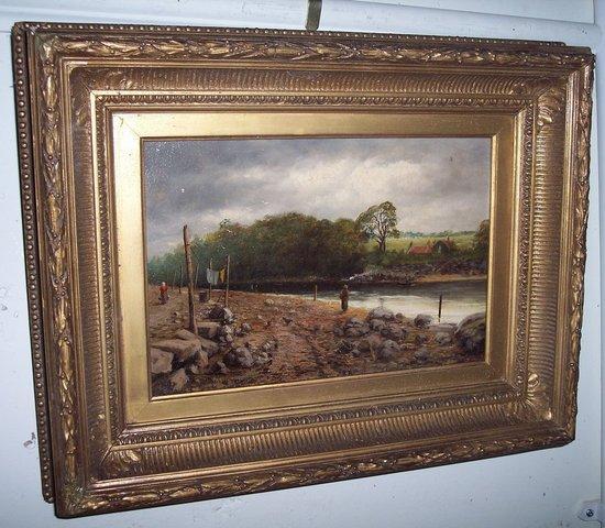 Appraisal: W B Mitchell ' Cramond Ferrysigned and datedoil on canvas