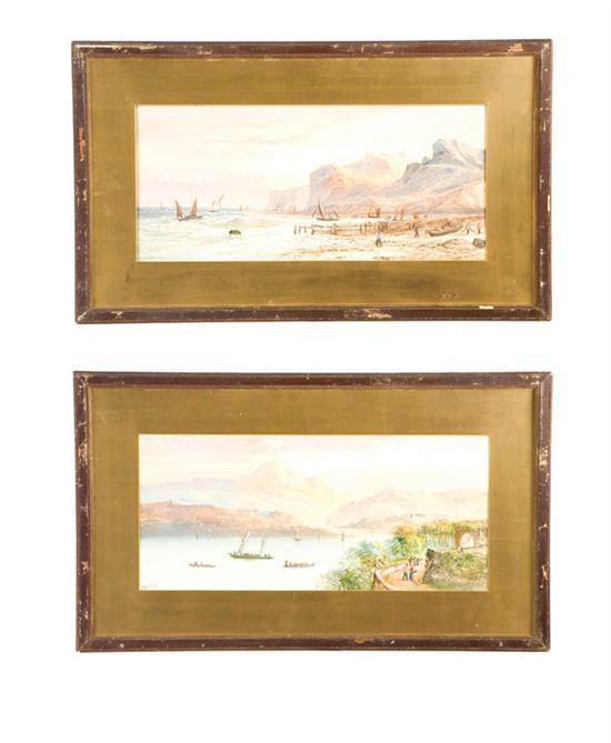 Appraisal: TWO HARBOR SCENES BY LENNARD LEWIS BRITISH - Watercolor on