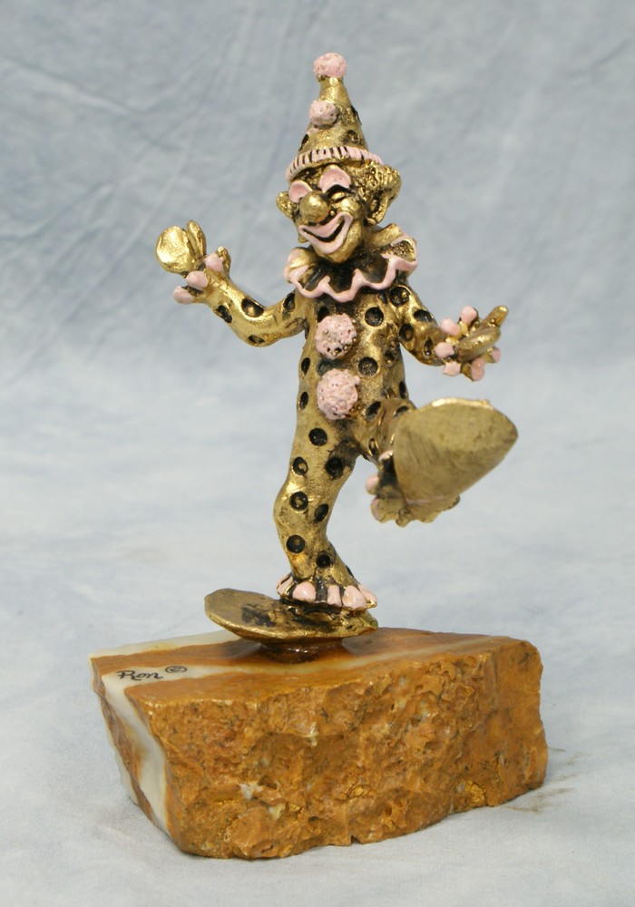 Appraisal: Ron Lee metal dancing clown figurine on stone base tall