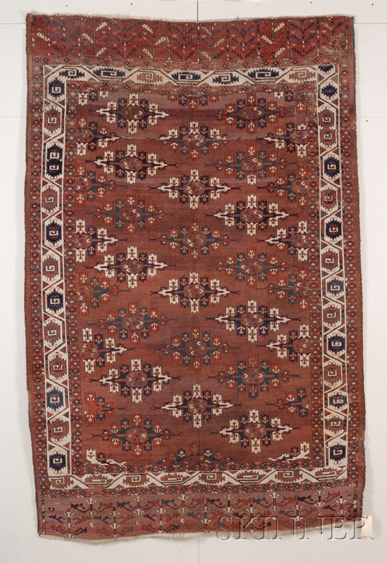 Appraisal: Yomud Main Carpet West Turkestan first half th century cut